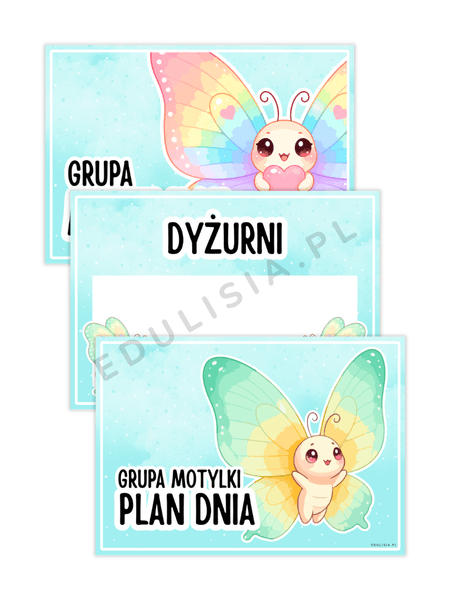 grupa motylki - plan dnia plakaty organizacja sali 