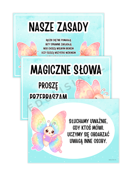 grupa motylki - zasady i magiczne słowa, kodeks przedszkolaka do druku