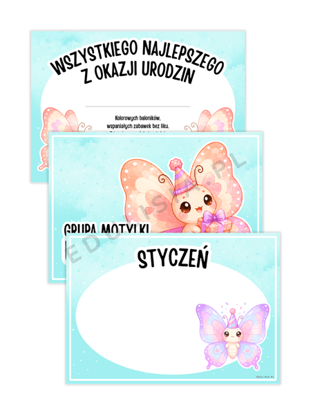 grupa motylki - dyplom urodziny kalendarz do druku