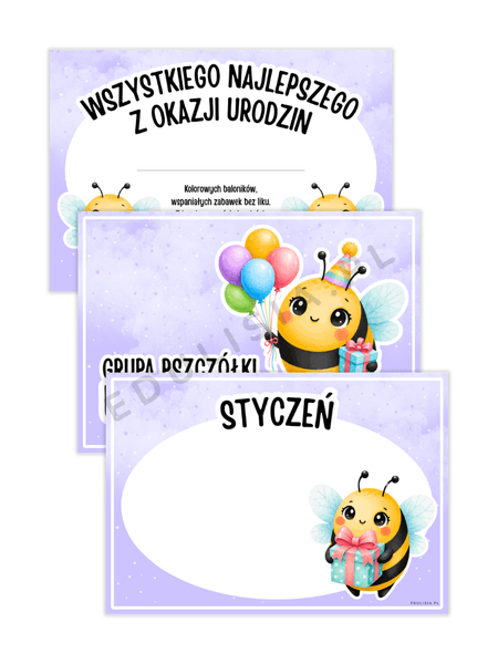 grupa pszczółki dyplom na urodziny dla dzieci do druku