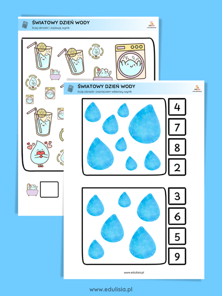 karty pracy liczenie kropli wody przedszkole