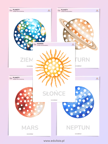 Planety wyklejanki plasteliną szablony do druku