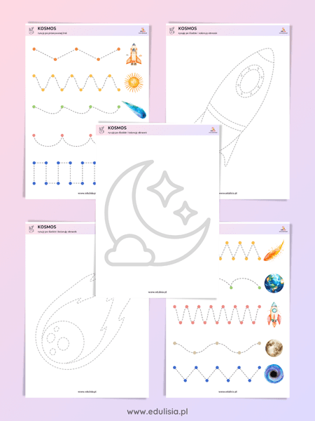 Kosmos ćwiczenia grafomotoryczne dla przedszkolaka do druku