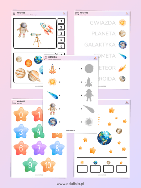 Kosmos - karty pracy - zestaw przedszkole