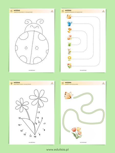 Wiosna grafomotoryka ćwiczenia dla przedszkolaka do druku
