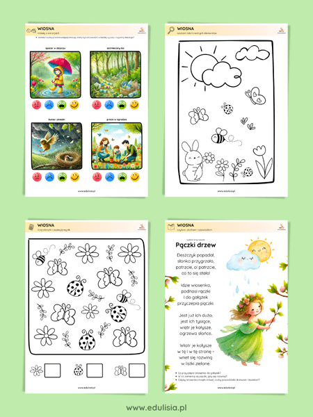 Wiosna karty pracy rewalidacja przedszkole i szkoła do druku