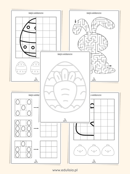 grafomotoryka wielkanoc pisanki do druku