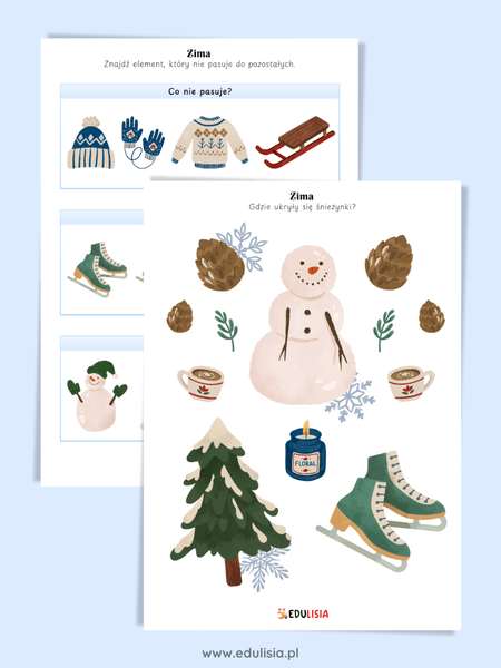 Zima - karty pracy - zestaw żłobek