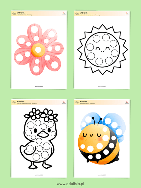 wiosenne wyklejanki - karty pracy do żłobka zestaw