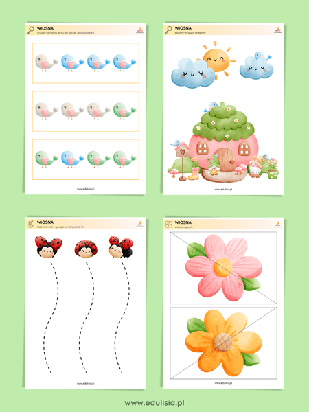zestaw karty pracy dla najmłodszych dzieci (2, 3 latki) do druku