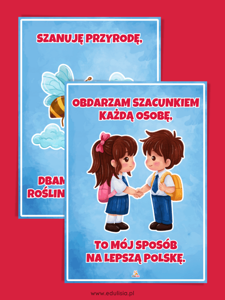 Szanuję przyrodę obdarzam szacunkiem każdą osobę plansze edukacyjne patriotyzm wartości przedszkole szkoła żłobek