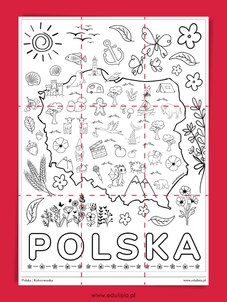 mapa polski kolorowanka dla dzieci święto niepodległości