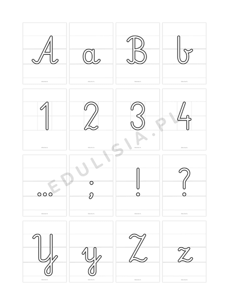Kontur litery A w liniaturze – pismo szkolne i grafomotoryka