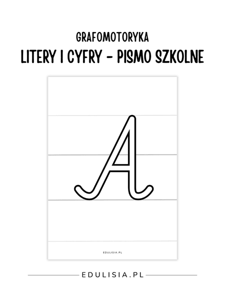 Litery i cyfry w liniaturze – duże karty A4 do nauki pisania