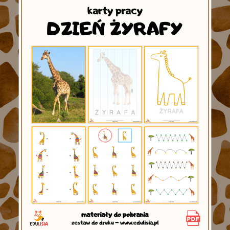 dzień żyrafy karty pracy przedszkole do pobrania