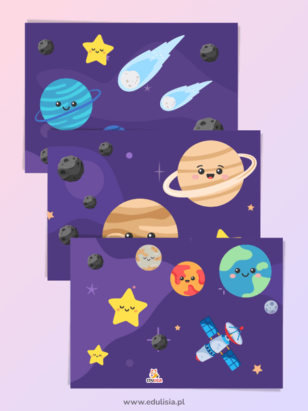 układanka kosmos z planetami pdf do druku