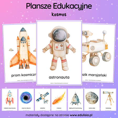 Kosmos Plansze Dla Dzieci Układ Słoneczny Astronauta PDF do druku 