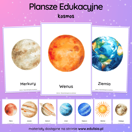 Kosmos Plansze Dla Dzieci Układ Słoneczny Astronauta PDF do druku 
