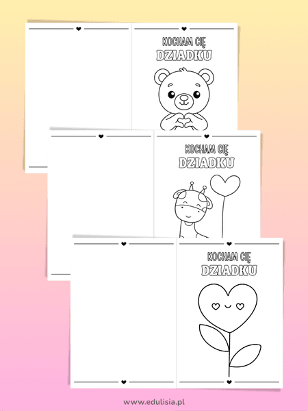 Laurki dla babci i dziadka – kolorowanki do druku dla dzieci