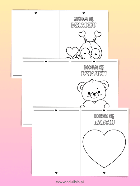 Kolorowanki laurki na Dzień Babci i Dziadka – szablony do wydruku