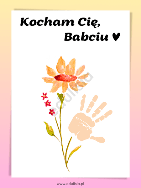 laurka dla babci z odciskiem dłoni do wydruku