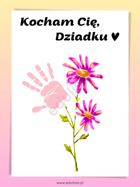 dzień babci i dziadka plakat laurka odcisk dłoni
