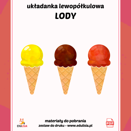 lody układanka lewopółkulowa dla dzieci do pobrania