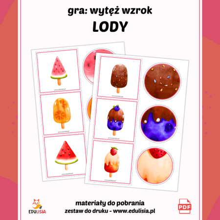 lody wytęż wzrok dla dzieci do pobrania - gry na wakacje do druku