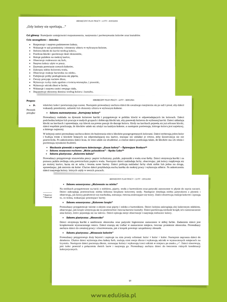 scenariusz zajęć o kolorach dla dzieci w żłobku i przedszkolu, pdf do druku