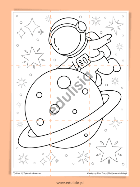 duża kolorowanka kosmos do druku dzień kosmosu