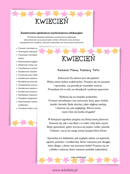 miesięczny plan pracy kwiecień do żłobka i przedszkola