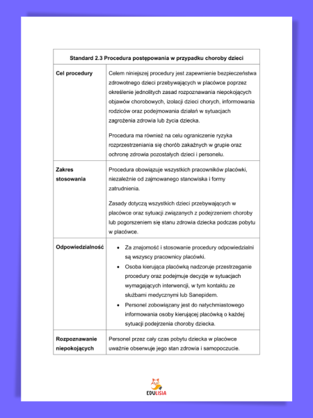 Wzór procedury postępowania w przypadku choroby dziecka | dokumentacja zgodna z wymogami 2026