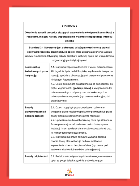 Nowe standardy opieki nad dziećmi w wieku do lat 3 | OBSZAR 3 | WSPÓŁPRACA Z RODZICAMI