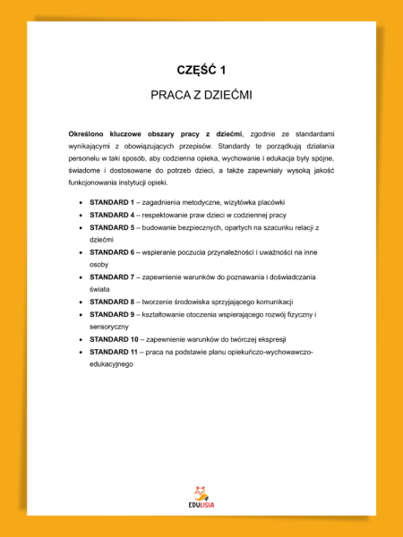 Spis standardów do pracy z dziećmi zgodnych z reformą 2026 | PDF do edycji dla placówek opieki