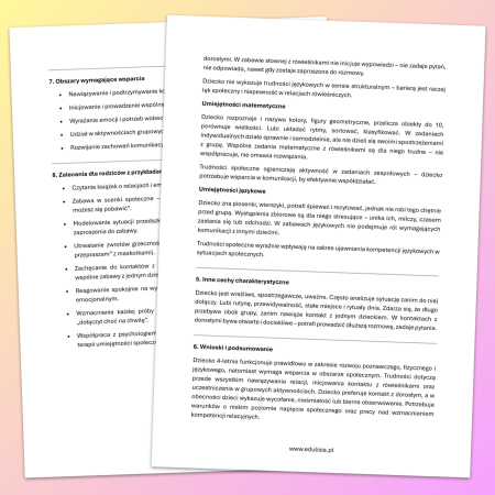 Opinia Opis o Dziecku w Przedszkolu Wzór do edycji