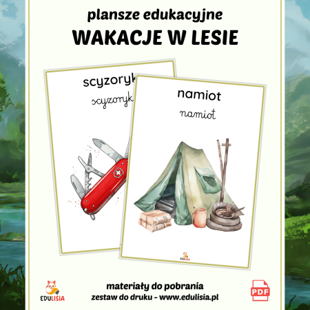 lato wakacje biwak namiot dla dzieci do druku do pobrania