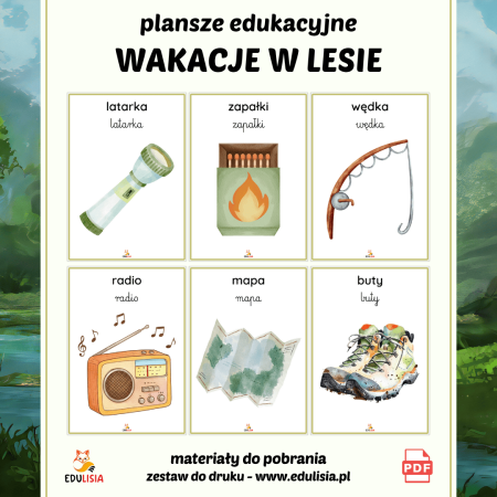 las wakacje kemping plansze i obrazki tematyczne do druku o wakacjach
