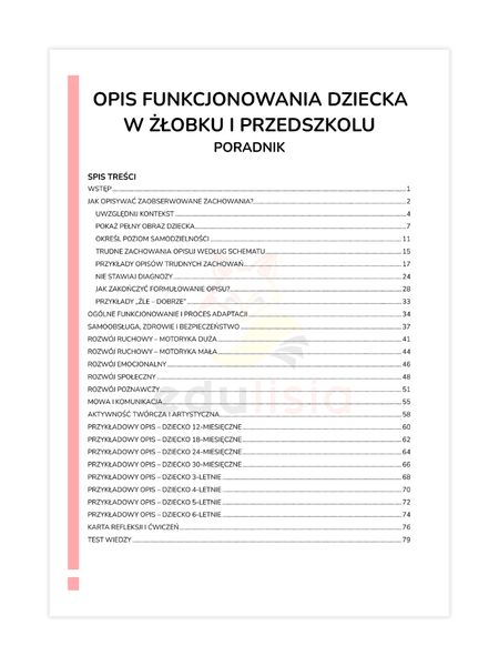 Opis funkcjonowania dziecka w żłobku i przedszkolu - poradnik