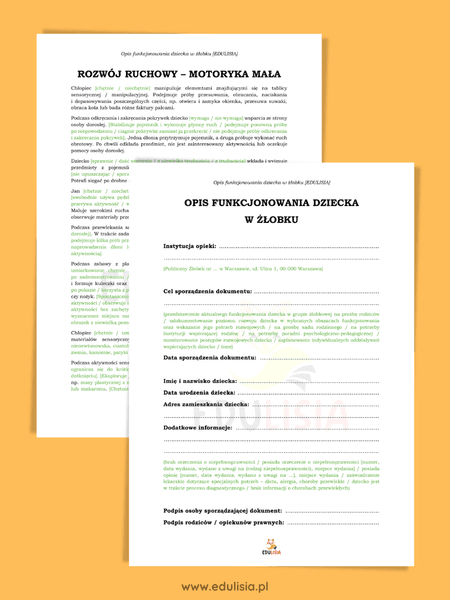 Opinia o dziecku w żłobku przykłady dokumentów