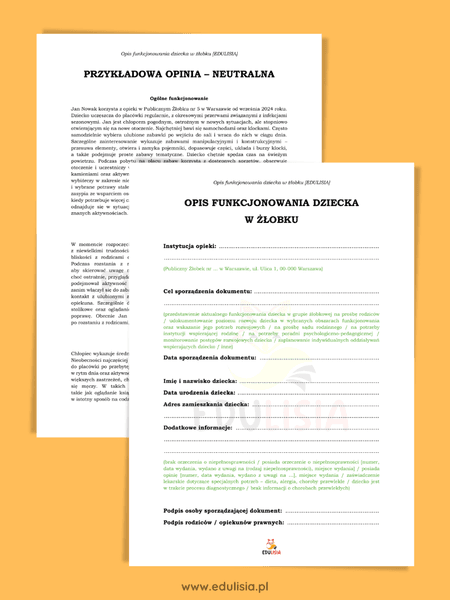 Gotowa opinia o dziecku do poradni wzór