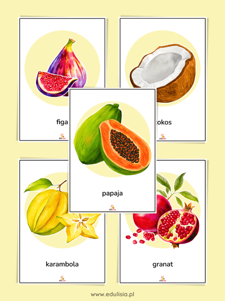 owoce egzotyczne plansze dydaktyczne pdf do druku