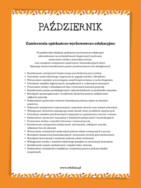 Scenariusze zajęć październik dla dzieci w żłobku i przedszkolu