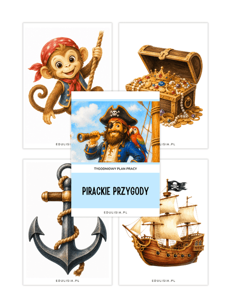 Dzień Pirata dekoracje do druku zestaw materiałów PDF
