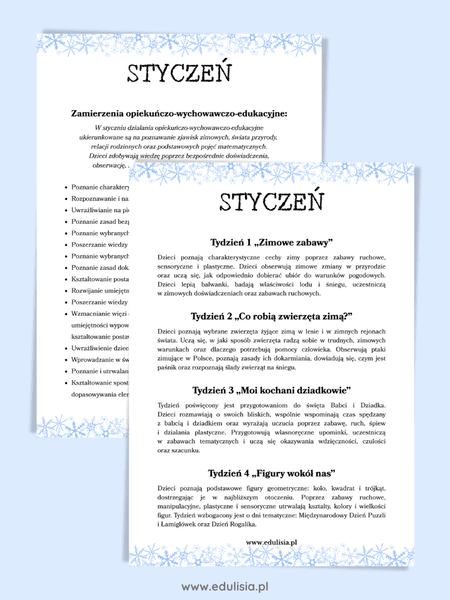 zamierzenia i cele na styczeń w żłobku i przedszkolu