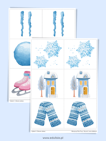 zima gra memory do druku dla dzieci