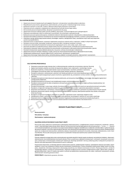 roczny plan pracy dydaktyczno-wychowawczej w żłobku