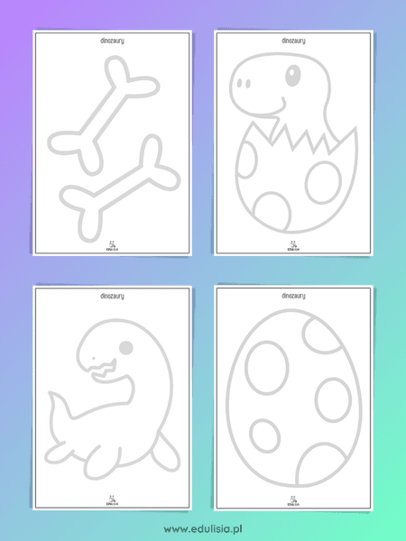 Dzień Dinozaura - karty pracy - rysowanie po śladzie