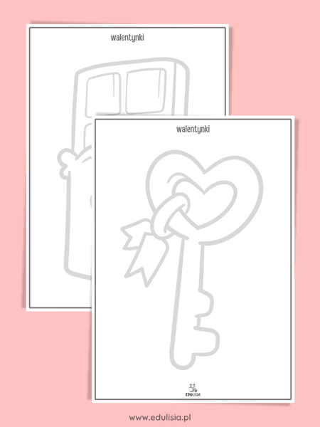 Rysowanie po śladzie walentynki – serce, klucz, czekolada