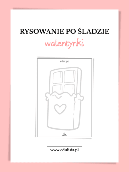 Walentynki - karty pracy - rysowanie po śladzie