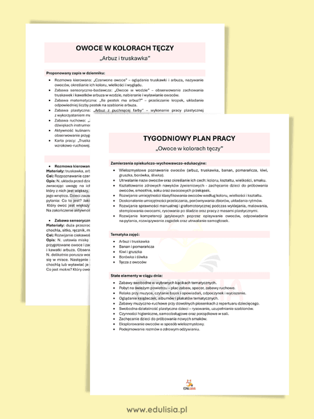 Gotowy tygodniowy plan pracy o owocach – projekt edukacyjny dla przedszkola i żłobka